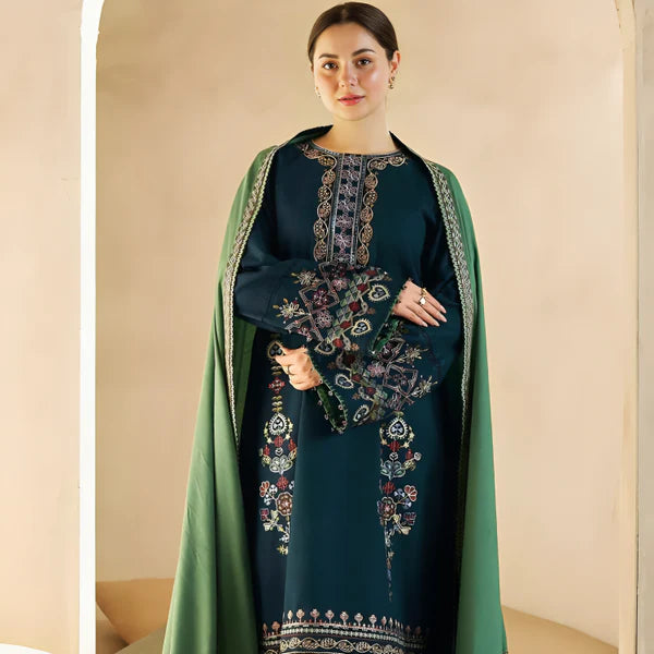 KHADDAR 3PC EMBROIDERED DRESS EMBROIDERED SHAWL1010