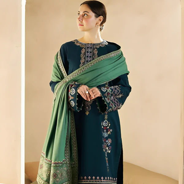 KHADDAR 3PC EMBROIDERED DRESS EMBROIDERED SHAWL1010