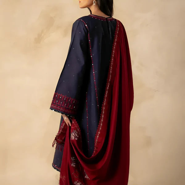 KHADDAR 3PC EMBROIDERED DRESS EMBROIDERED SHAWL A 1027
