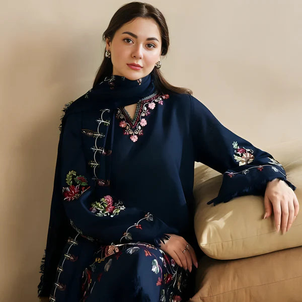 WOOL MAREENA 3PC EMBROIDERED DRESS EMBROIDERED SHAWL A 1009