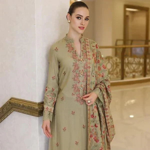 KARANDI 3PC EMBROIDERED DRESS EMBROIDERED SHAWL D 563